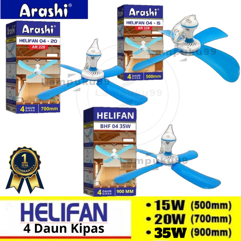 Kipas Angin Gantung Helifan 4 Baling 15 20 35 Watt