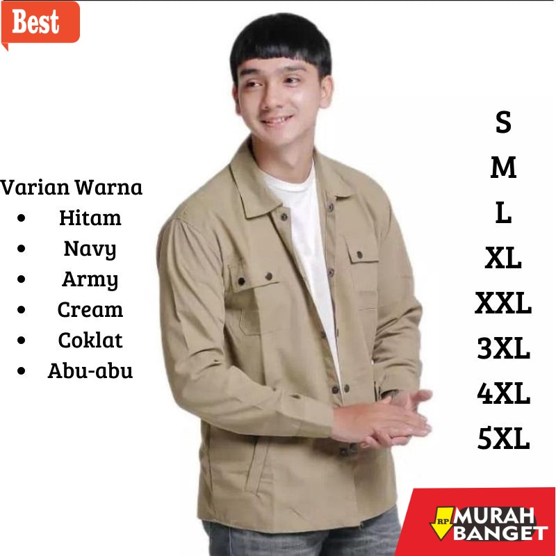 Outer pria  ukuran besar- Rstorebdg jaket Semi Parka Pria S M L XL XXL 3XL 4XL 5XL Jumbo Baby Canvas