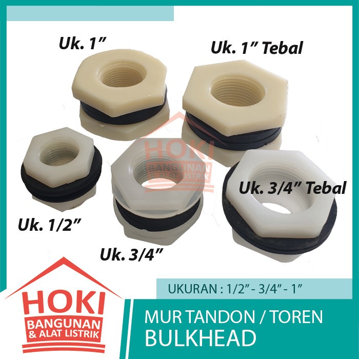 MUR TANDON TOREN AIR 1/2 3/4 1 inch PVC Vlok Ring Nepel Drat Bulkhead