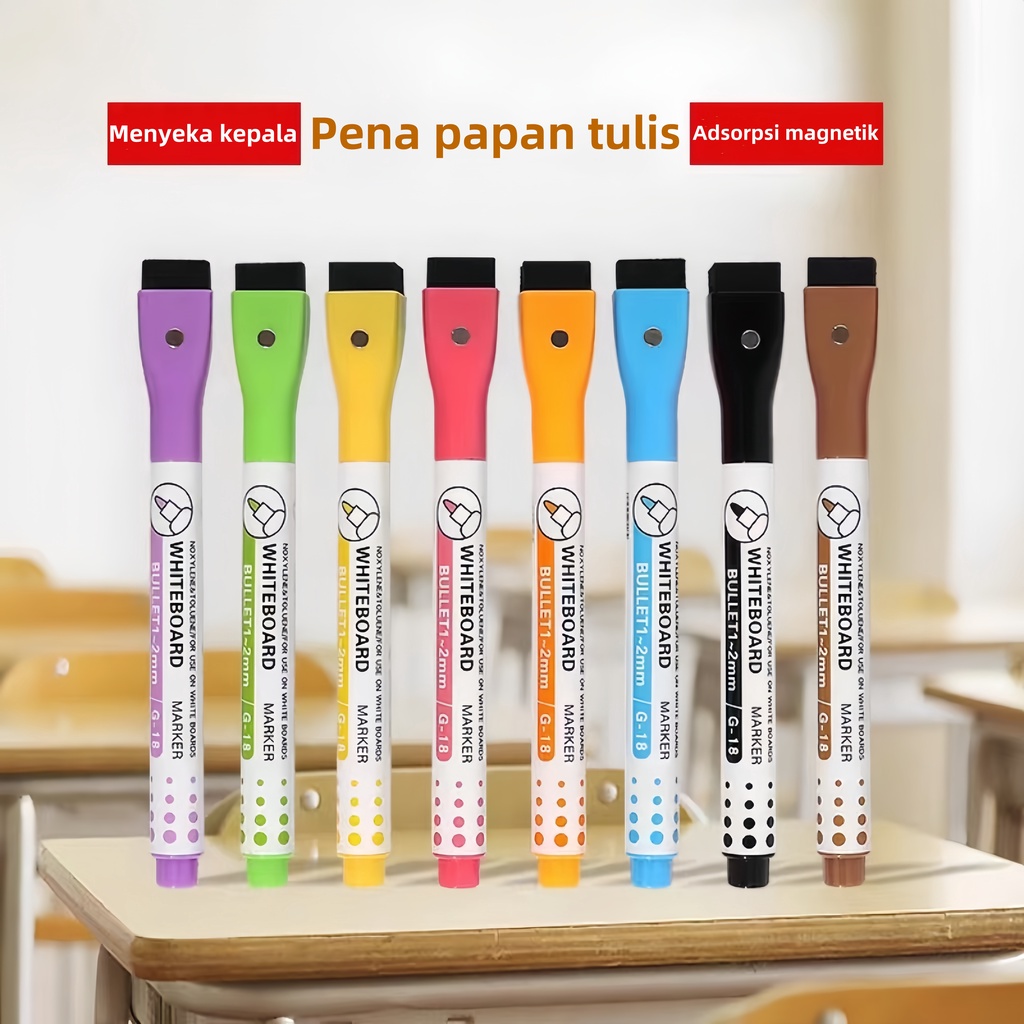 

Spidol papan tulis warna magnetik pena gambar berbahan dasar air yang tidak beracun dan dapat dihapus untuk anak-anak - YuanYuan Mall