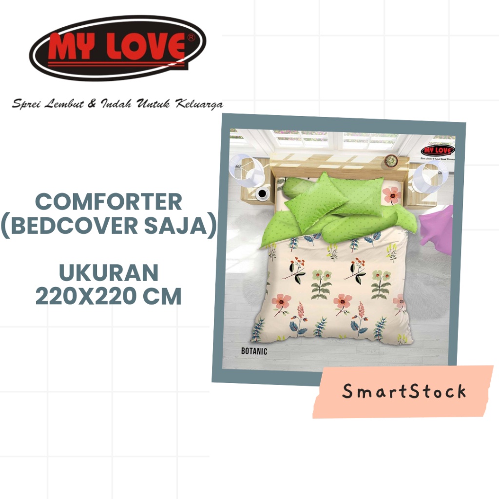 Rf Comforter ALL NEW MY LOVE Bedcover Saja (tanpa sprei) Ukuran 220x220 cm Katun Mix Motif