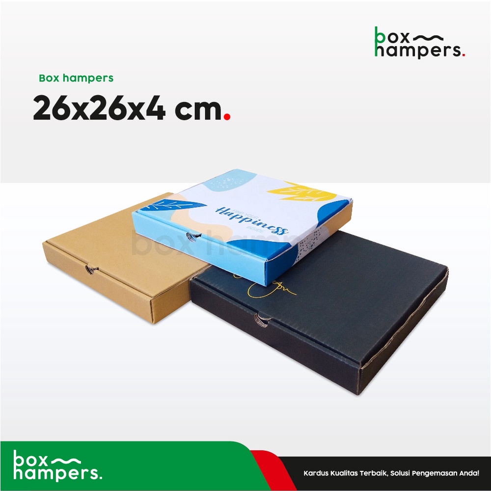 

HAMPERS 26X26X4 CM LD KARDUS|KARTON|PIZZA|POLOS|HAMPERS|BAJU|HAPPINESS