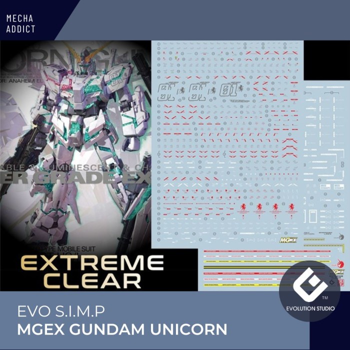 Water Slide Decal MGEX Gundam Unicorn by EVO SIMP - Fluorescent