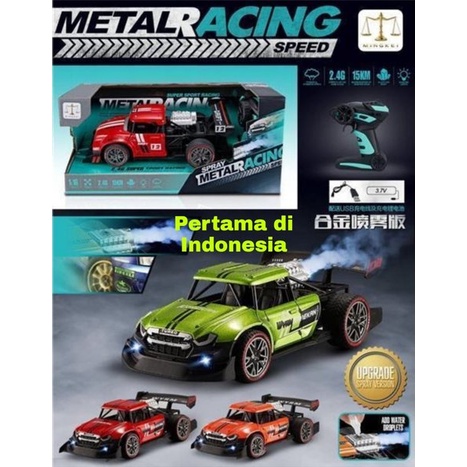 Mainan Mobil Remot RC Metal Racing 2.4Ghz Keluar Asap Knalpot Drift Onroad Mainan Anak Kado Anak ABM