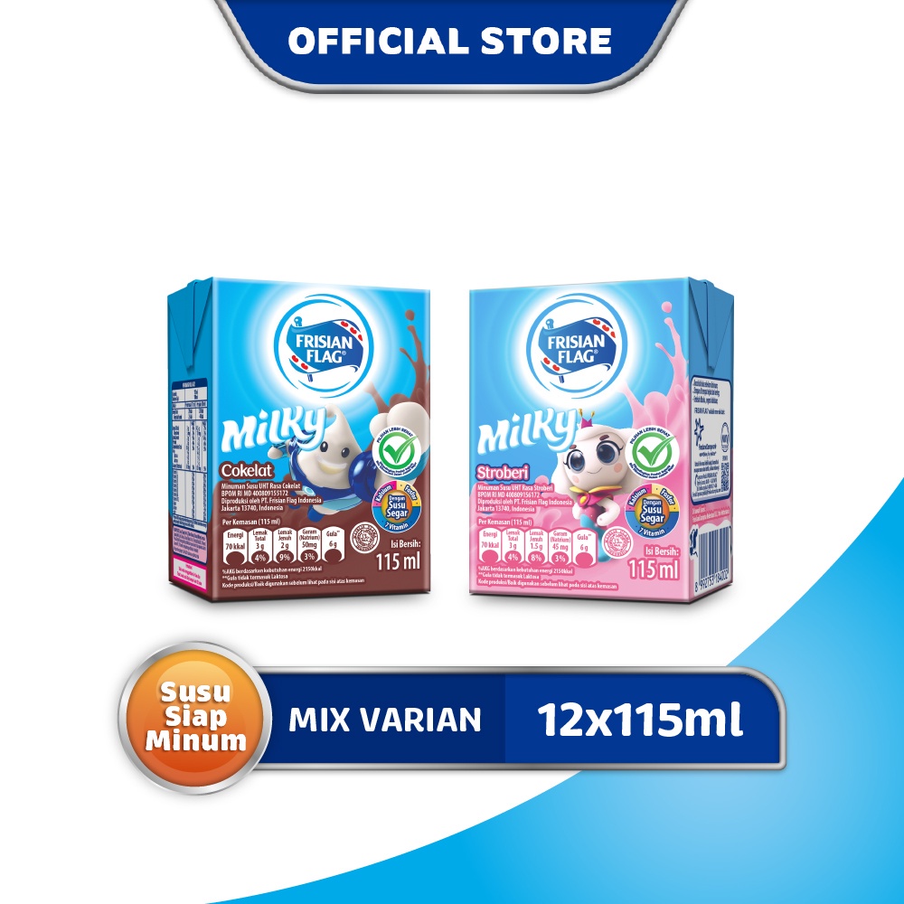 

Frisian Flag UHT Zuzhu Strawberry 6 x 115 mL + Frisian Flag UHT Zuzhu Cokelat 6 x 115 mL