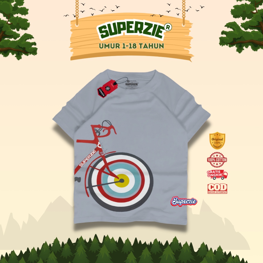 baju kaos anak laki-laki motif sepeda warna abu semen termurah langsung dari konveksi superzie adven