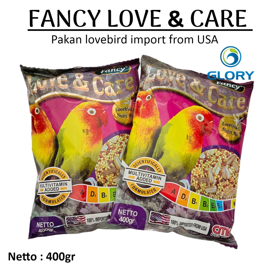 Pakan Burung Fancy Love Care 400gr Bonus Multivitamin Dengan Milet Campur Merah Putih Khusus Love Bi