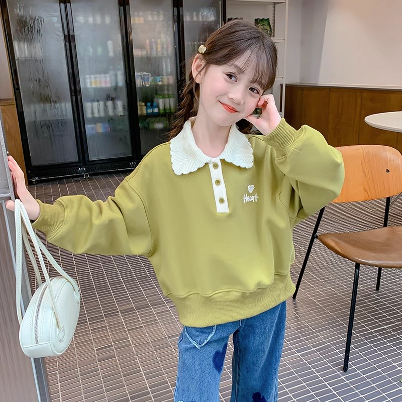 New Western style casual little girl POLO shirt long sleeved T-shirt top