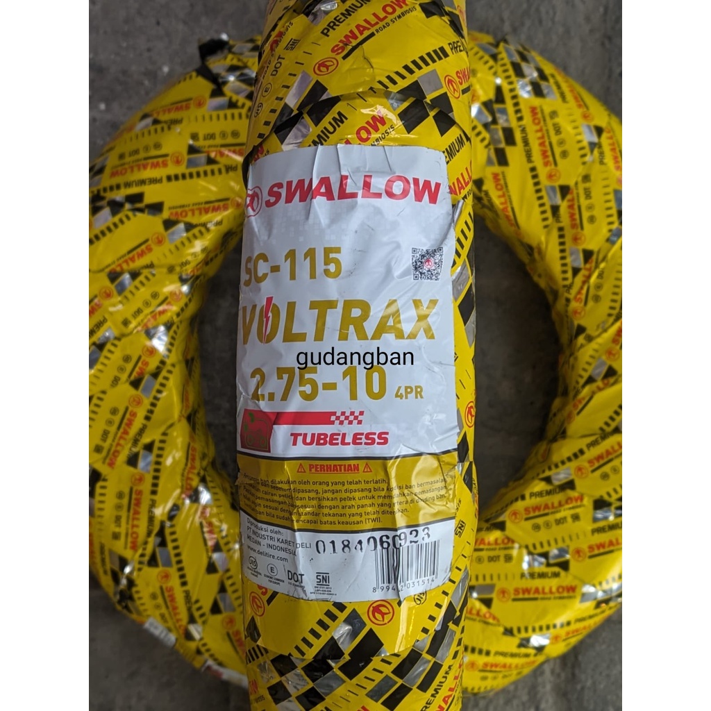 Diskon Swallow Voltrax 275 - 10 Ukuran 2.75 Ring 10 Sc115 Ban Luar Motor Sepeda Listrik Selis