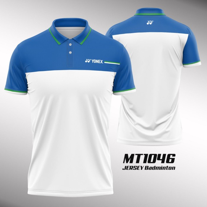 Kaos Jersey Badminton Bulutangkis Kerah Kancing Fullprint MT1046