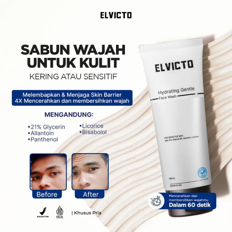 ELVICTO HYDRATING GENTLE FACE WASH NEW sabun wajah pria terbaru / BPOM / elvicto facial wash terbaru