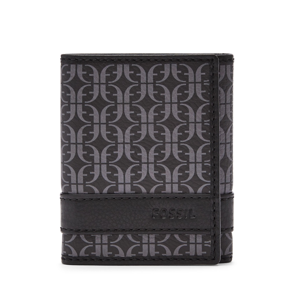 Fossil Lufkin Trifold Grey Black Dompet Pria SML1856-063