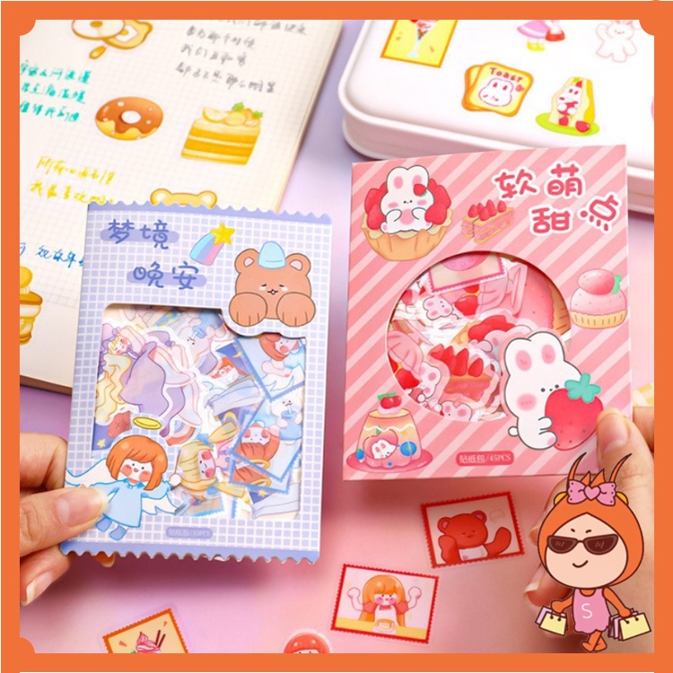 

Reseller Welcome - 6056 Cartoon Bliss / Stiker Motif Kartun Aesthetic Anti Air / Stiker Set Isi 45 PCS / Soft Cute Sticker Pack