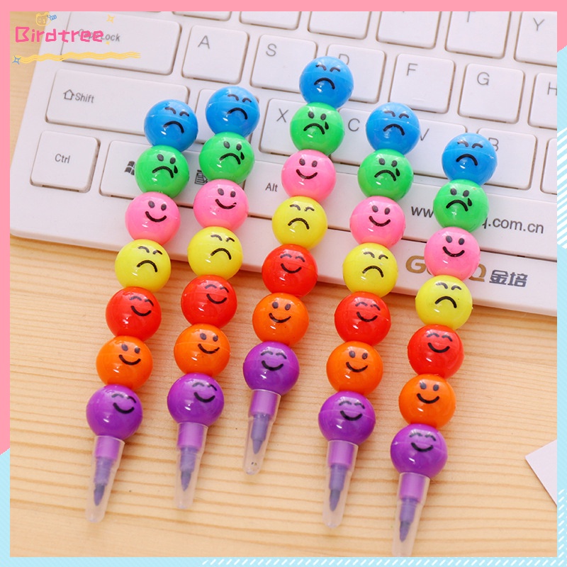 

[Readystock❤️COD]Pensil Tujuh Bagian Krayon Grafiti Wajah Tersenyum Pensil Kreatif Kartun Belajar Siswa