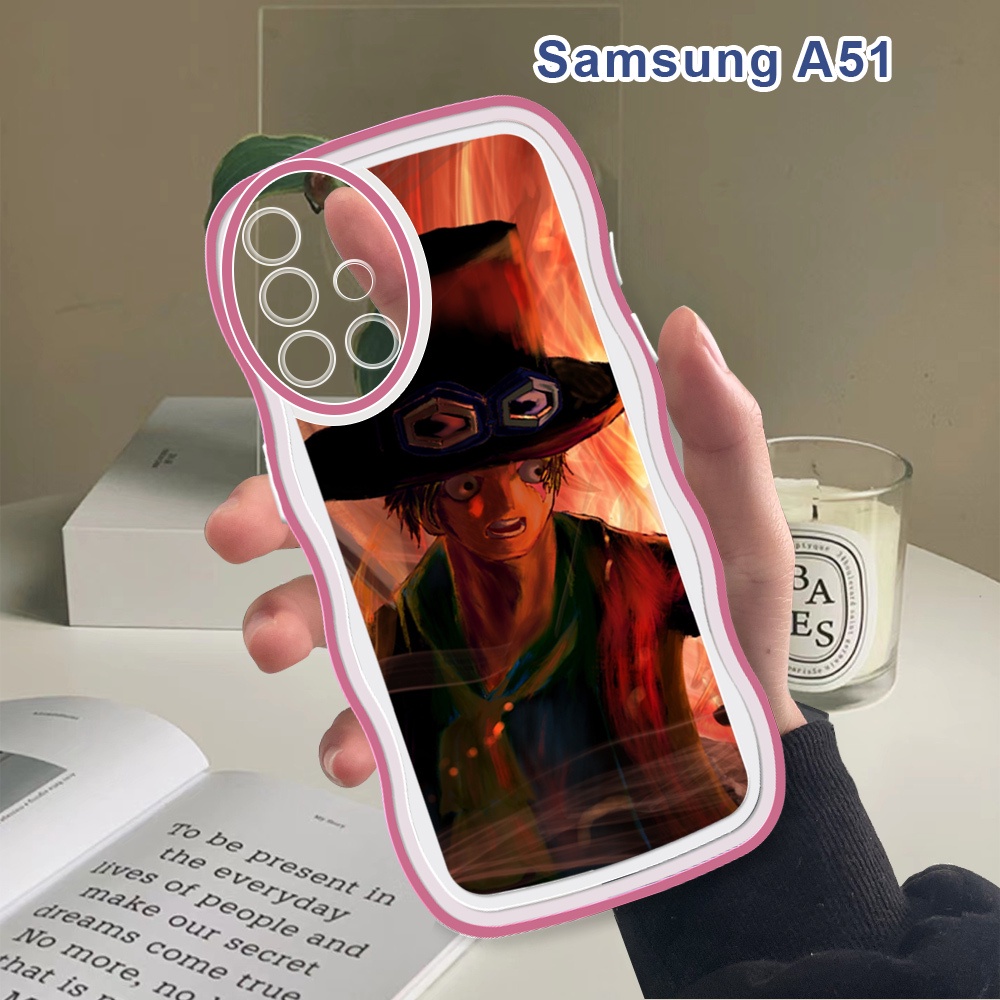 (Wave Case) Untuk Samsung Galaxy A51 A71 A31 A21S A11 M11 A7 2018 Casing Cartoon One Piece Cover Sho