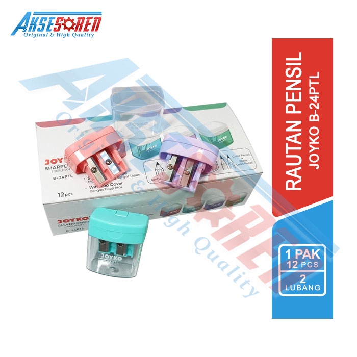 

Aksesoren Serutan Pensil Joyko [1 Pack/12 Pcs] / Rautan 2 Lubang / Penyerut Pinsil 1 Pak / Kerokan Pengsil