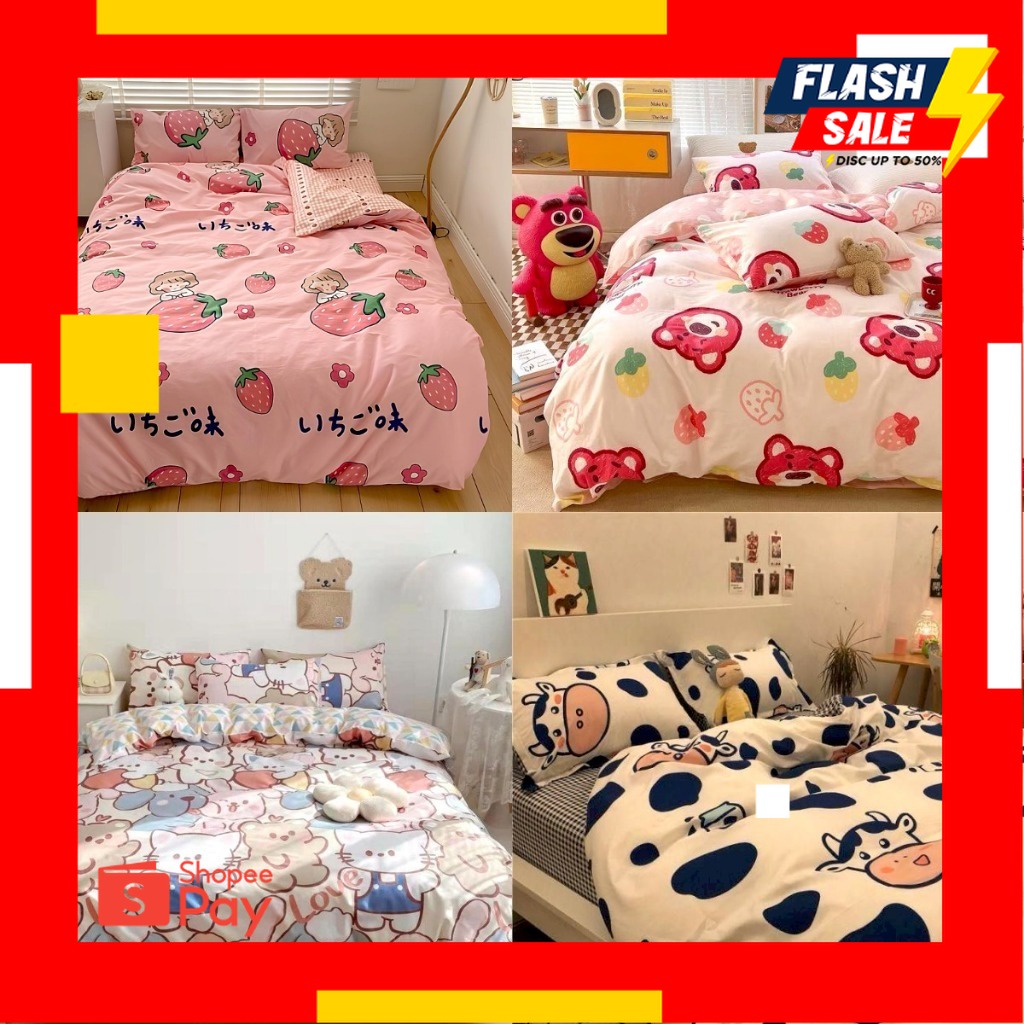 1.1 NEW YEAR SALE |SPREI MOTIF ANAK AESTHETIC HOMEMADE || SPREI DINO BUAH STRAWBERRY SAPI SPREY SPRA