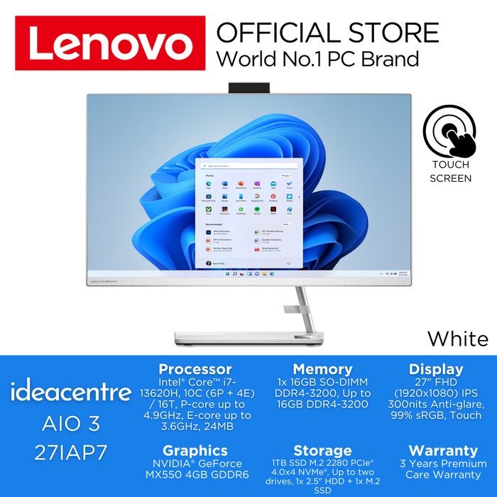 Lenovo IdeaCentre AIO 3 27IAP7 L2ID Touch Core i7 Gen13H 16GB 1GBSSD MX550