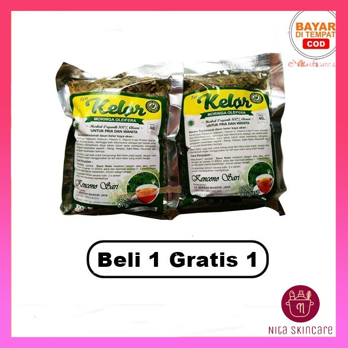 

[Beli 1 Gratis 1] Teh Daun Kelor Kencono Sari Kemasan Curah Daun Kelor 40 gr