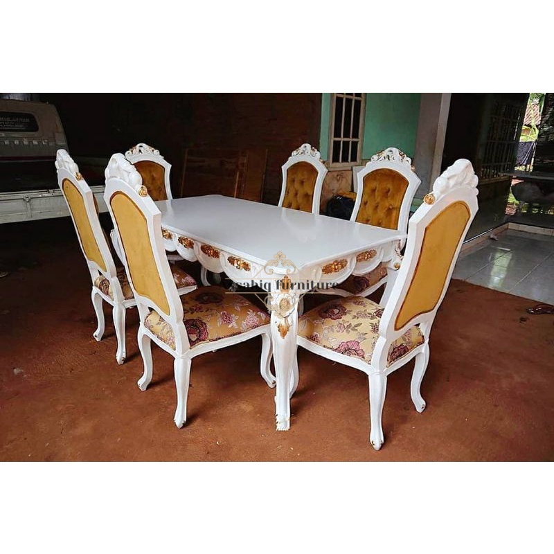 Meja makan ukir mebel jepara - meja makan set ukir jepara