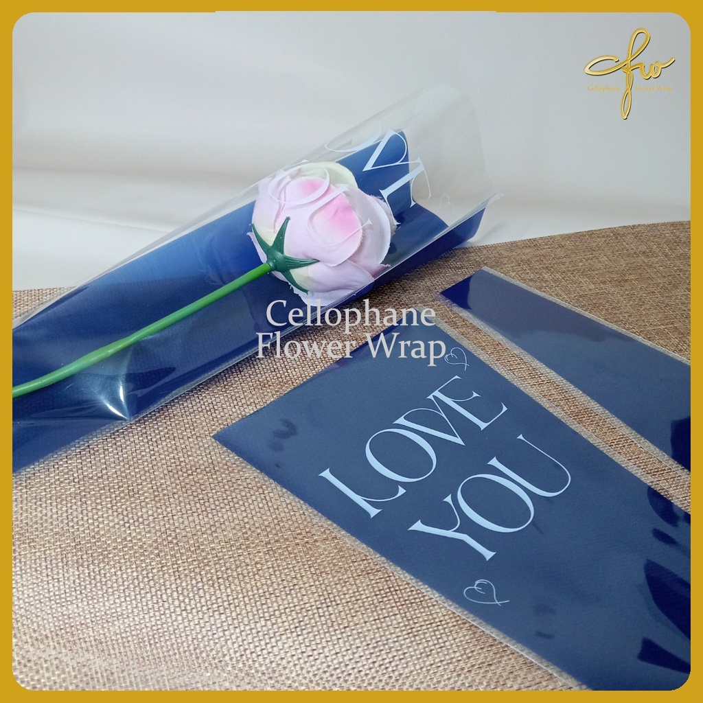 

( 50 LEMBAR ) Plastik Single Flower Love Printed / Single Rose / Wrapping Rose