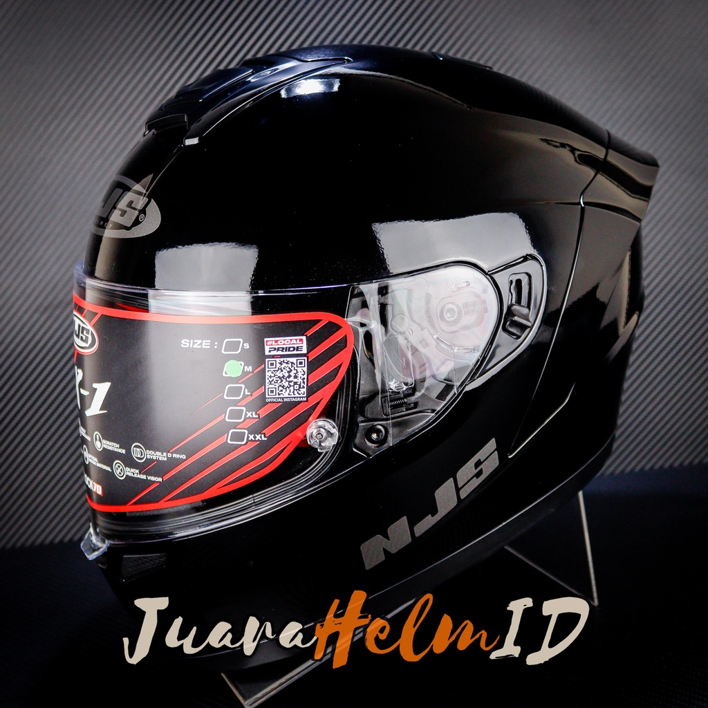 NJS HELM ZX-1 SOLID BLACK DOFF / HELM FULLFACE /  NJS ZX1 FLAT VISOR