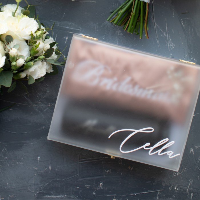 

Bridesmaid Box Acrylic Kotak Hadiah Wedding Gift Akrilik Hampers Kado - Polos, Bening