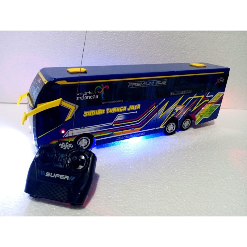 Mainan miniatur BUS STJ DRAKA full klakson telolet basuri led rc