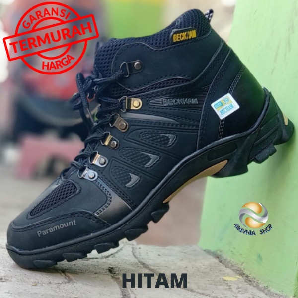 Terlaris ✨ -Sepatu hiking beckham paramount / Sepatu beckham / Sepatu gunung Pria - Hitam, 42
