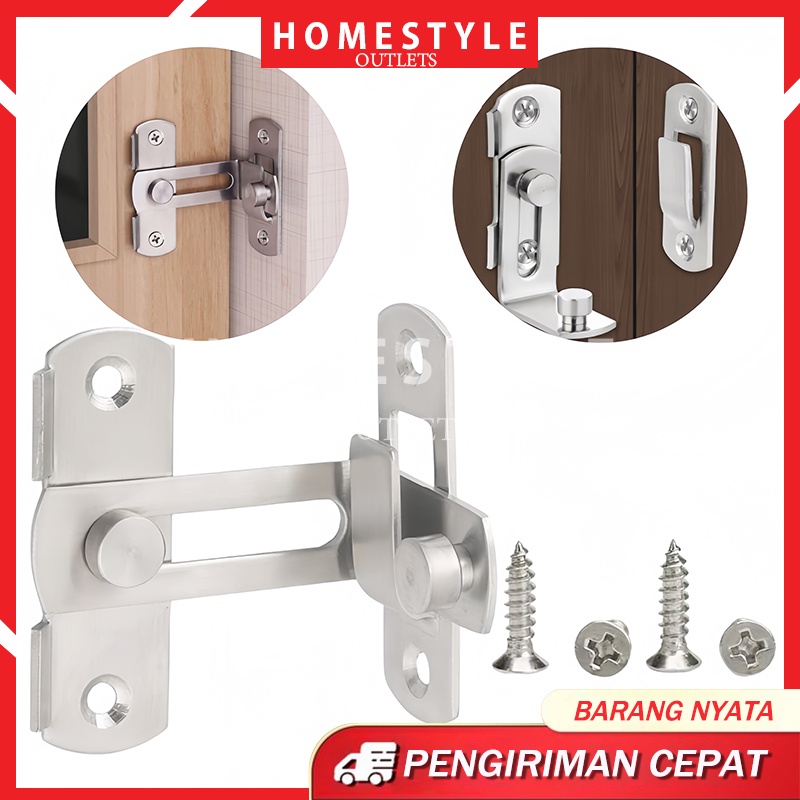 Grendel Sudut Kait Cantol Pintu Kunci Geser Gembok Kamar Slot Jendela Gerendel