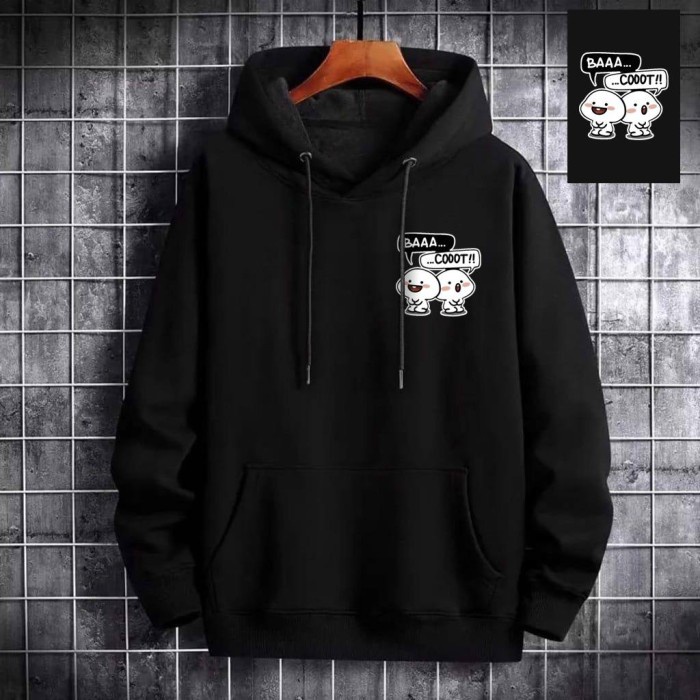 ✨BISA COD✨ -SANRES SWEATER HOODIE COWOK CEWEK UNISEX DEWASA SUPER PREMIUM - Hitam, L Sweater Premium