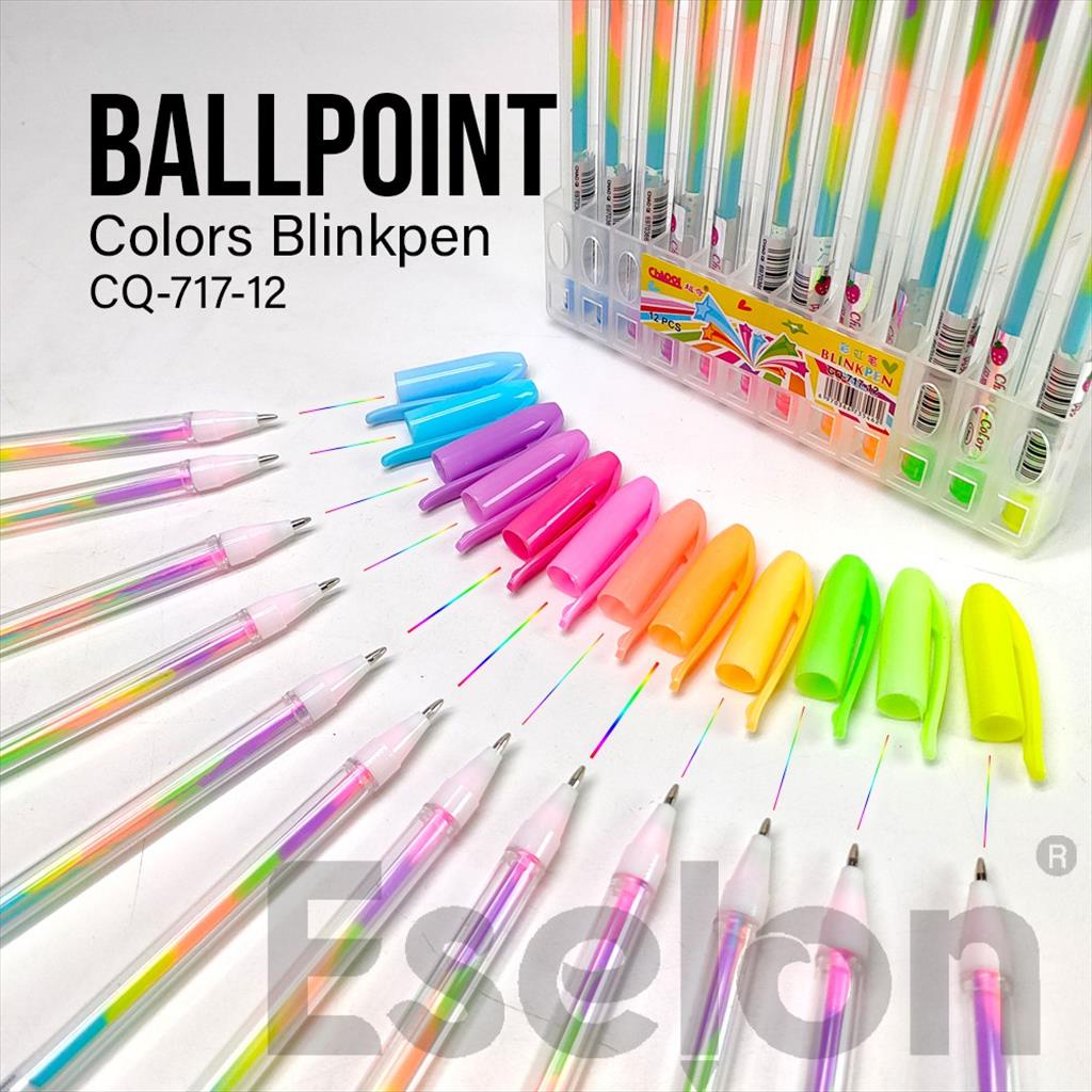 

[ES.JKT] 12pcs Pulpen gel rainbow /Ballpoint rainbow CQ-717-12 / Color Blink pen CQ-717-12