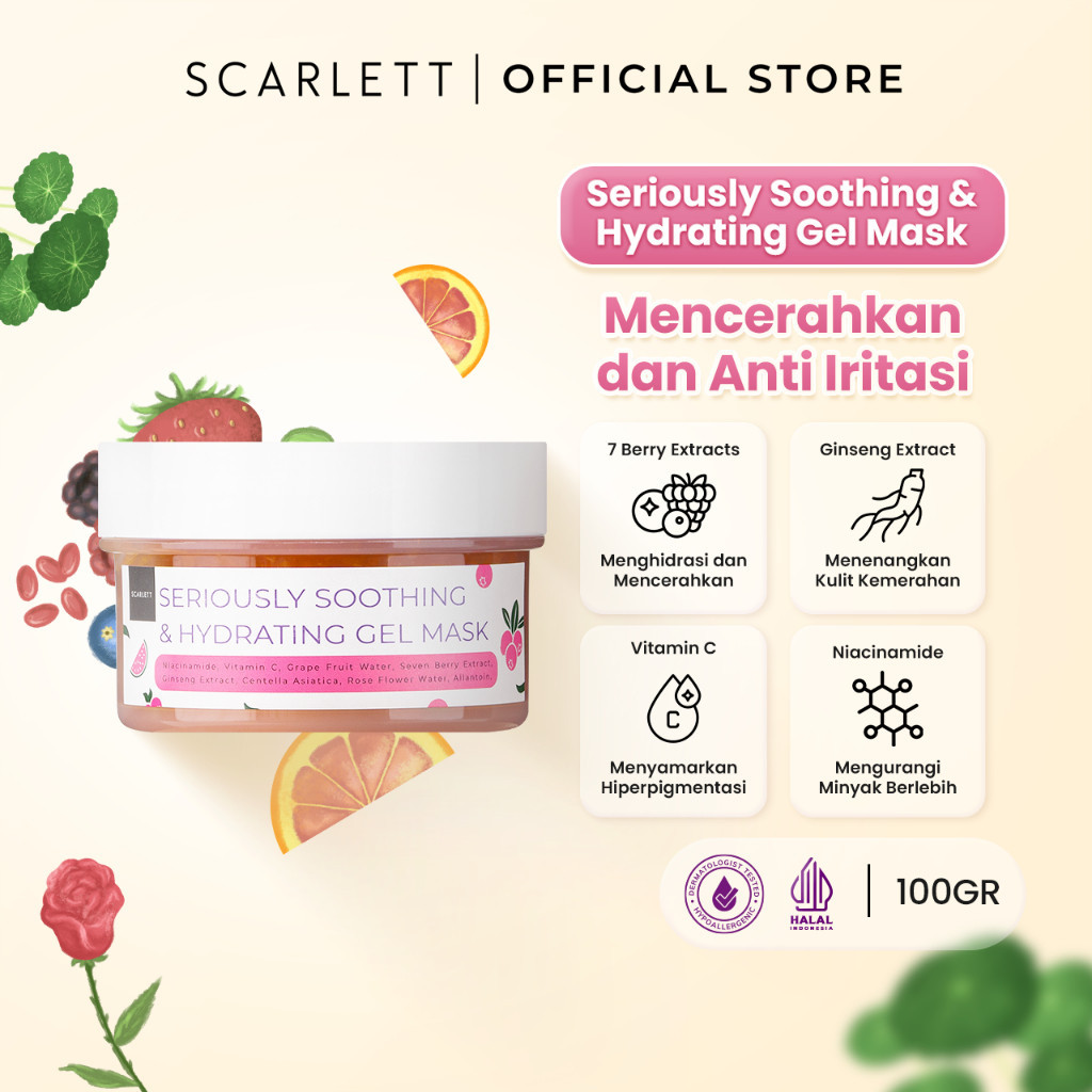 Scarlett Whitening Seriously Soothing  Hydrating Gel Mask Masker Wajah Skincare set Kecantikan Gelma