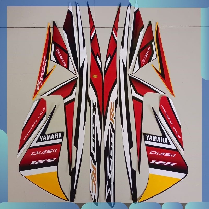 Stiker striping motor yamaha xeon rc 125 2013 hitam kuning  standar bagus
