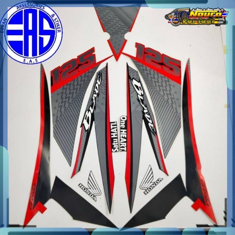 Stiker striping honda blade 125 2016 hitam merah stker  motor standar   bagus