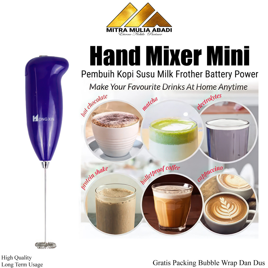 Hand Mixer Mini Pembuih Kopi Susu Milk Frother Battery Power Mixer Mini Serbaguna
