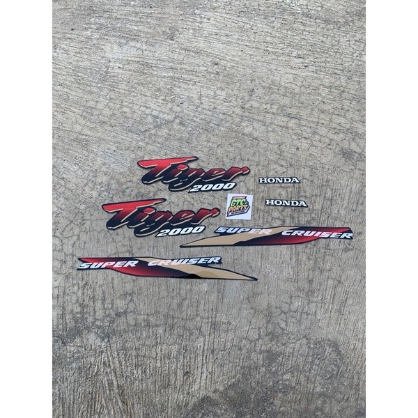 Striping stiker tiger 2000 stiker tiger lama warna merah gold limited