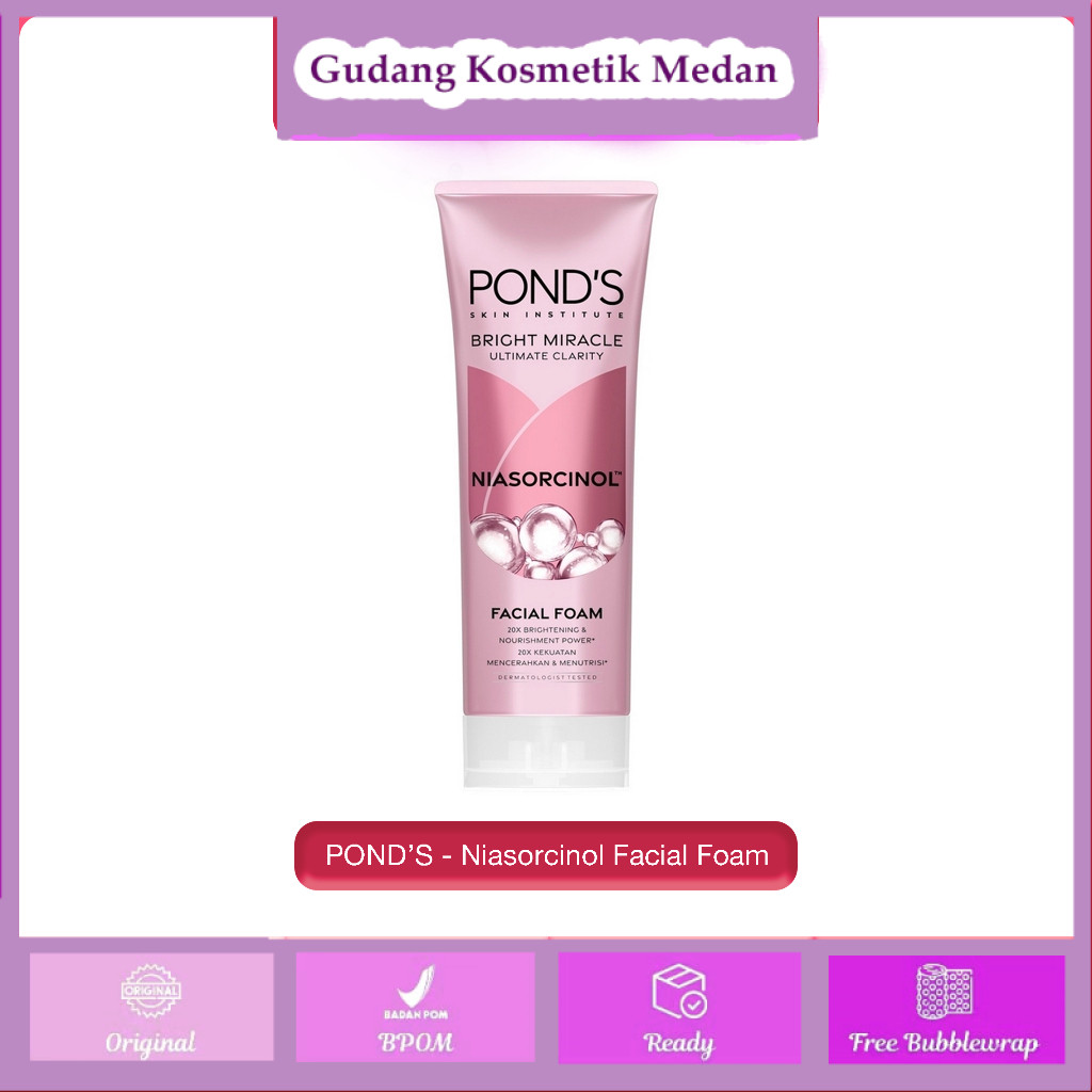 POND'S - BRIGHT MIRACLE ULTIMATE CLARITY NIASORCINOL FACIAL FOAM ( 50 | 100 g ) - Sabun Cuci Muka Pe