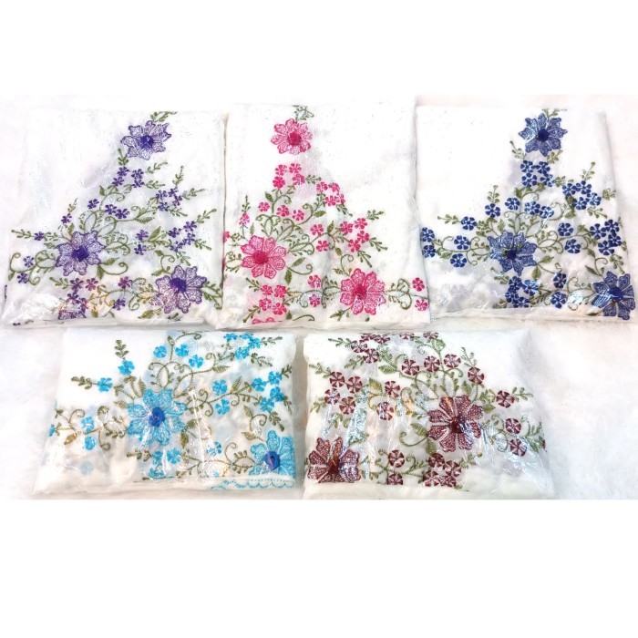 Mukena Putih Katun BSY Bordir Murah Motif Bunga Timbul (Ukuran Dewasa)