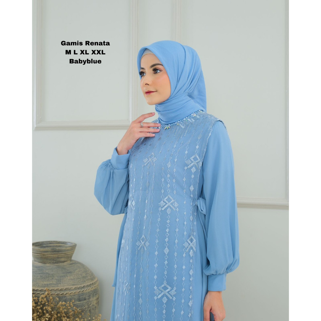 [Gamis Lebaran 2025 Terbaru] GAMIS RENATA DRESS BROKAT TILE CERUTY PREMIUM / GAMIS KONDANGAN / GAMIS