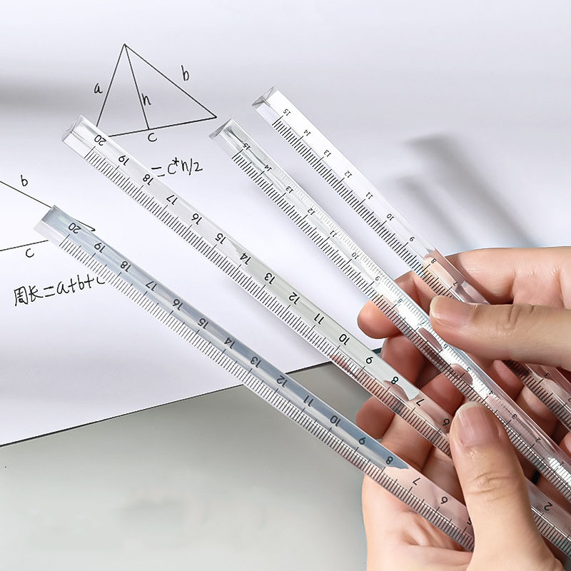 

15cm /20 Cm Simple Transparent Triangular Straight Ruler Kawaii Tools Stationery Cartoon Drawing Gift Office School Measuring