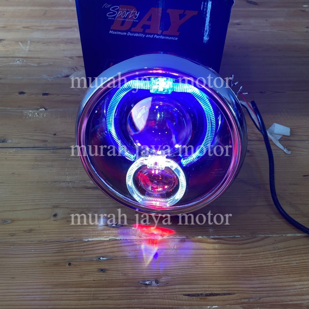 HEADLAMP NINJA SS BILED RGB 3'0 DOUBLE BULL LAMPU DEPAN NINJA SET BATOK NINJA IMPORT SPORTYDAY HITAM