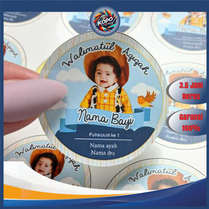 

KOPO 2-4 Stiker Label Tasyakuran Aqiqah Sticker Nama Anak Bayi Ucapan Kelahiran Akikah Uk.Kecil