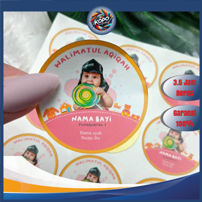 

KOPO 2-4 Stiker Bulat Label Tasyakuran Aqiqah Sticker Nama Anak Bayi Ucapan Kelahiran Akikah