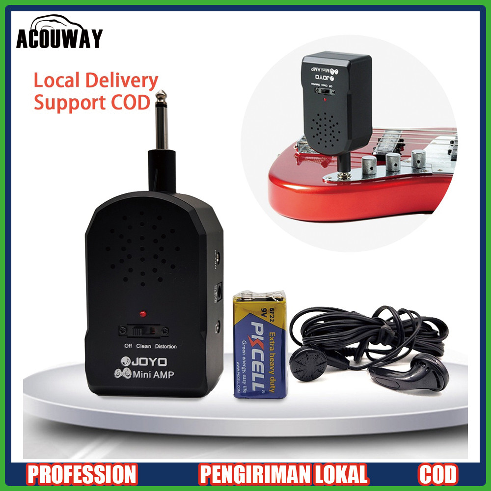 JOYO Mini Amplifier Gitar AMP Portabel Speaker untuk Guitar Listrik Bass Bersih/Distorsi Efek