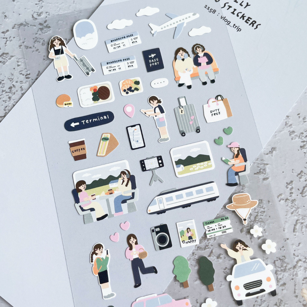 

1 pc Korean Import Original Suatelier Happy Trip Paper Stickers Scrapbooking Diy Journal Stationery Sticker Deco Art Supply