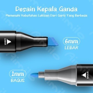 

[READY] Aimilo Spidol Warna Warni 1 Set kemasan kartun Sketch Marker 2 Tip Touch Marker 80 Warna - Isi 60