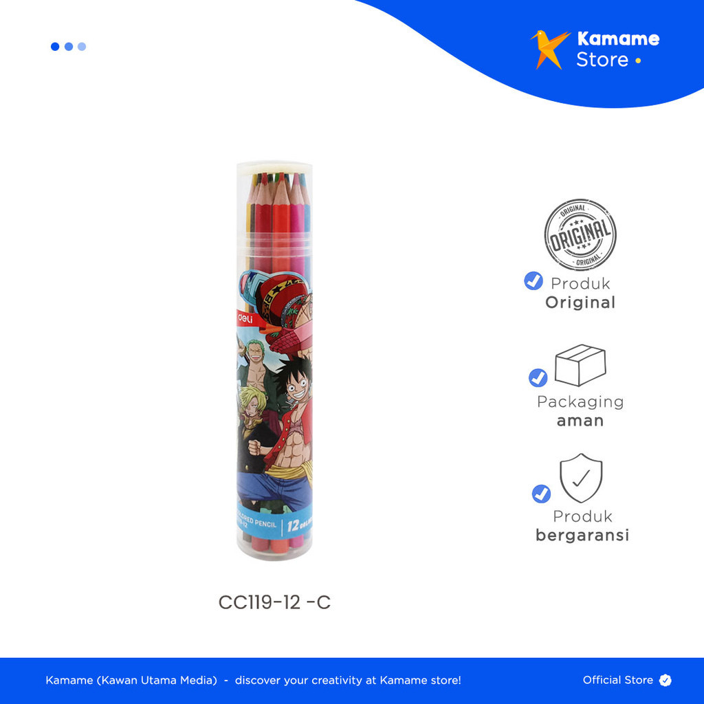 

Deli Colored Pencil - One Piece Terang dan Halus C119-12,C119-24 - Kamame