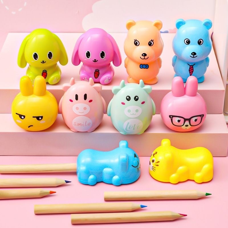 

✅COD Rautan Pensil/Peraut Pensil Berkarakter Carrot/Sapi/Rabbit/Anjing