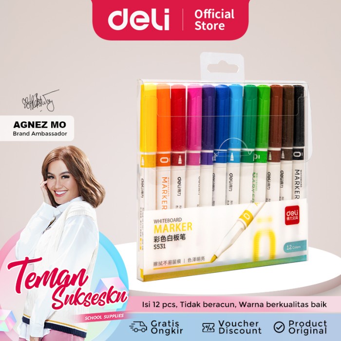 

[Terbaru] Deli Coloring Marker Spidol Warna Peralatan Menggambar 12Warna S531